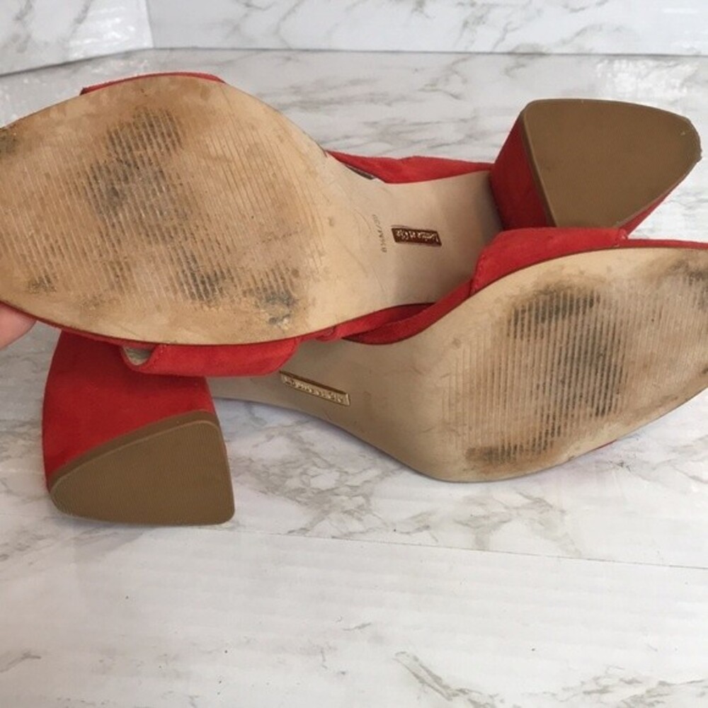 Louise et cie red orange suede strappy block heels  shoes size 8.5m - Picture 10 of 11